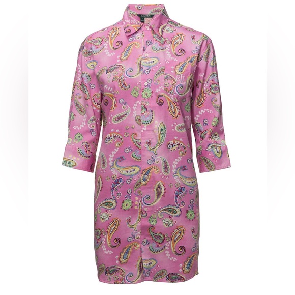 Ralph Lauren Other - Lauren Ralph Lauren Pink Paisley Shirt Dress Small Button Front Tunic